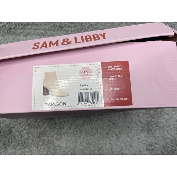 Sam Libby Carlson Womens Vanilla Ankle Boots Chunky Round High Heels Size 11 Nwb - Picture 9 of 9